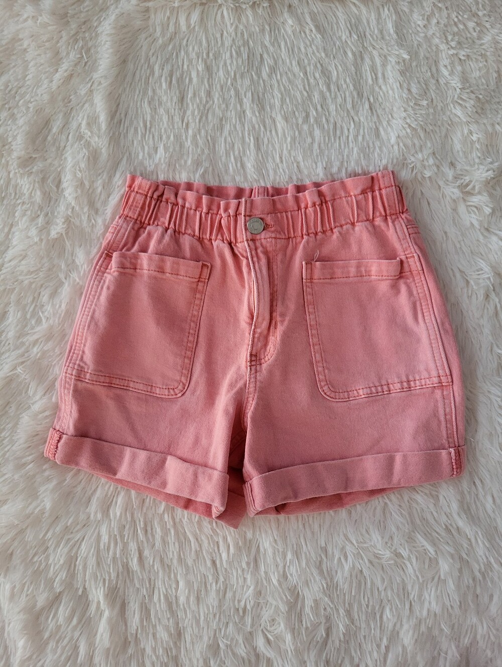 Gap Kids Light Orange Denim Cuffed Shorts Girls Size 10